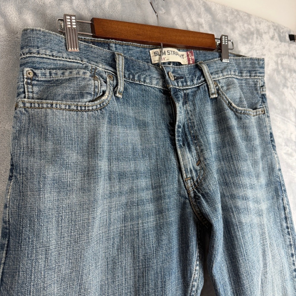 Men's Levi's 514 Slim Straight Jeans 34x32 Blue Denim Pants Casual Classic Fit
